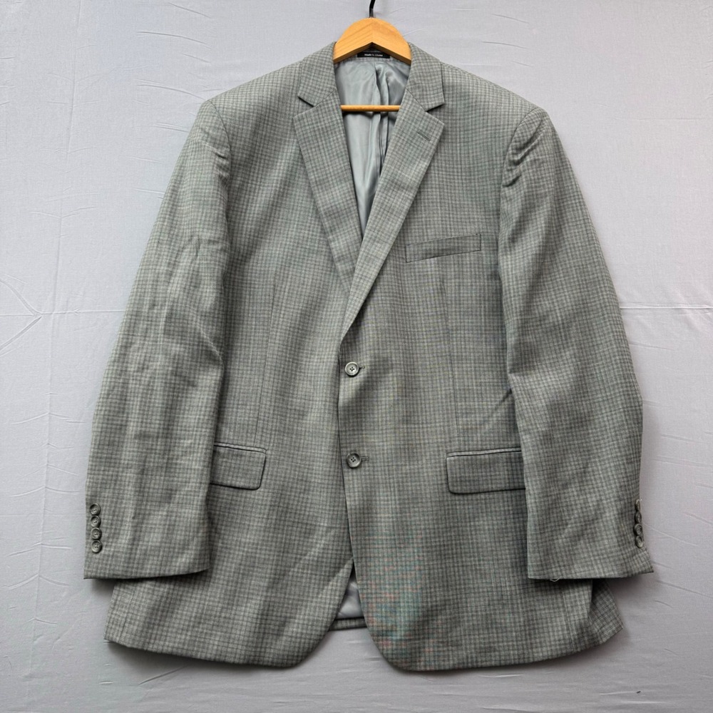 Pronto Uomo Platinum Mens 48L Grey Plaid‎ Wool Blend 2 Button Blazer Sport Coat
